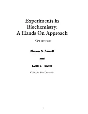Solution Manual For Experiments in Biochemistry: A Hands-on Approach, 2nd Edition