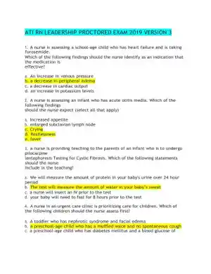 2019 ATI RN Leadership Proctored Exam Version 3 With Answers (70 Solved Questions)
