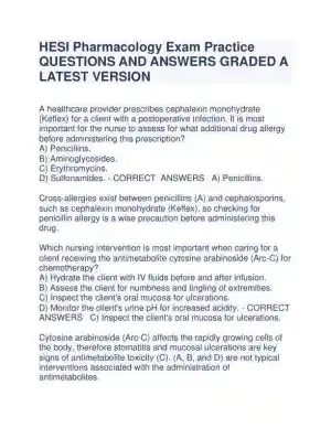 HESI Pharmacology Practice Exam With Answers (354 Solved Questions)