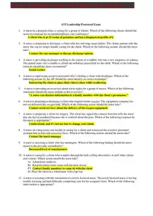 2019 ATI RN Leadership Proctored Exam Version 1 With Answers (70 Solved Questions)