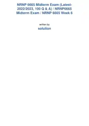 2022-2023 NRNP6665 Pshychology Mid Term Exam Week 6 With Answers (26 Solved Questions)