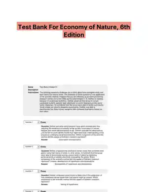 Test Bank For Economy of Nature, 6th Edition