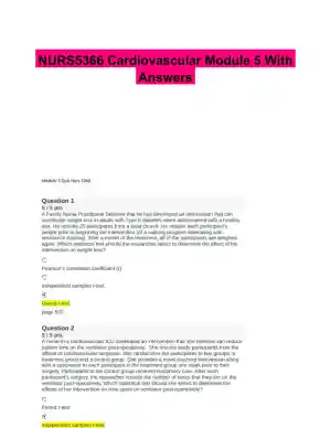 NURS5366 Cardiovascular Module 5 With Answers (20 Solved Questions)