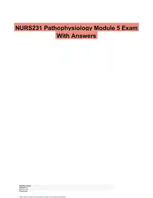 NURS231 Pathophysiology Module 5 Exam With Answers (22 Solved Questions)