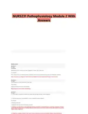 NURS231 Pathophysiology Module 2 With Answers (21 Solved Questions)