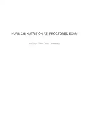 NURS225 West Coast University Nutrition Proctored Exam With Answers (74 Solved Questions)