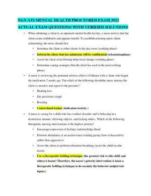 2023 ATI Mental Health Proctored Exam with Answers (60 Solved Questions)