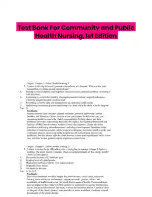 Test Bank For Community and Public Health Nursing, 1st Edition