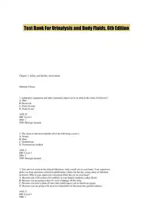 Test Bank For Urinalysis and Body Fluids, 6th Edition