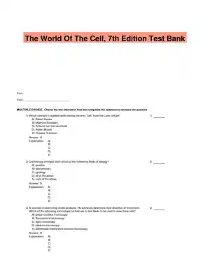 The World Of The Cell, 7th Edition Test Bank