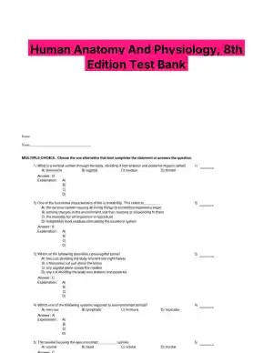 Human Anatomy And Physiology, 8th Edition Test Bank
