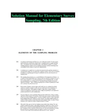Solution Manual for Elementary Survey Sampling, 7th Edition