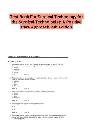 Test Bank For Surgical Technology for the Surgical Technologist: A Positive Care Approach, 4th Edition