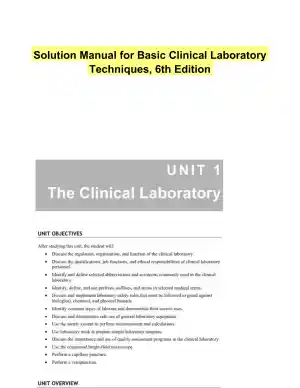 Solution Manual for Basic Clinical Laboratory Techniques, 6th Edition