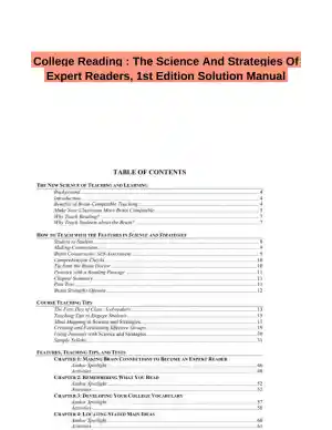 College Reading : The Science And Strategies Of Expert Readers, 1st Edition Solution Manual