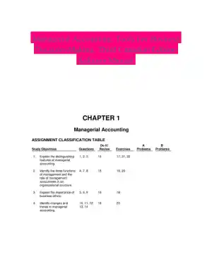Managerial Accounting: Tools For Business Decision-Making, Third Canadian Edition Solution Manual
