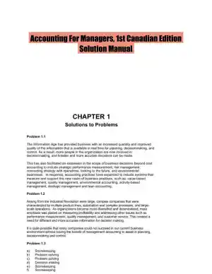Accounting For Managers, 1st Canadian Edition Solution Manual