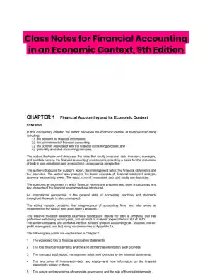 Class Notes for Financial Accounting in an Economic Context, 9th Edition