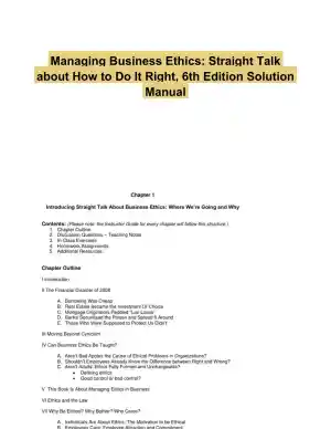 Managing Business Ethics: Straight Talk about How to Do It Right, 6th Edition Solution Manual