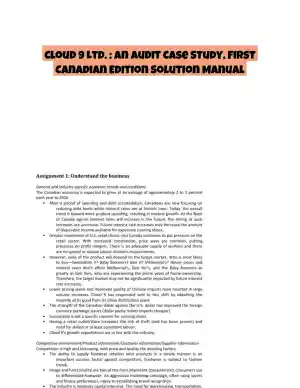 Cloud 9 Ltd. : An Audit Case Study, First Canadian Edition Solution Manual