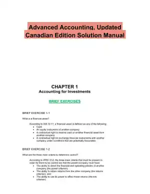 Advanced Accounting, Updated Canadian Edition Solution Manual