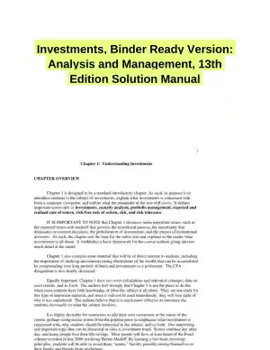 Investments, Binder Ready Version: Analysis and Management, 13th Edition Solution Manual