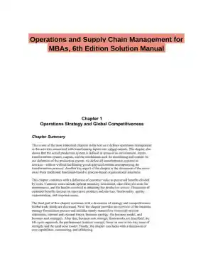 Operations and Supply Chain Management for MBAs, 6th Edition Solution Manual