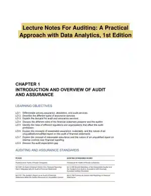 Lecture Notes For Auditing: A Practical Approach with Data Analytics, 1st Edition