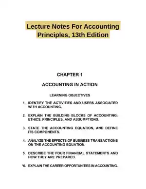 Lecture Notes For Accounting Principles, 13th Edition