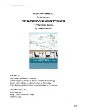 Fundamental Accounting Principles, Volume 2, 14th Canadian Edition Solution Manual