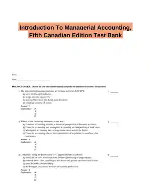 Introduction To Managerial Accounting, Fifth Canadian Edition Test Bank