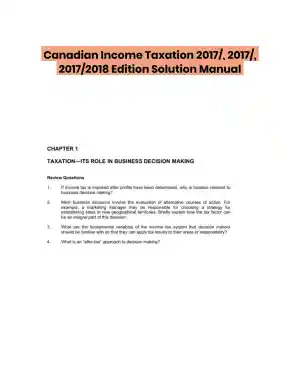 Canadian Income Taxation 2017/, 2017/, 2017/2018 Edition Solution Manual
