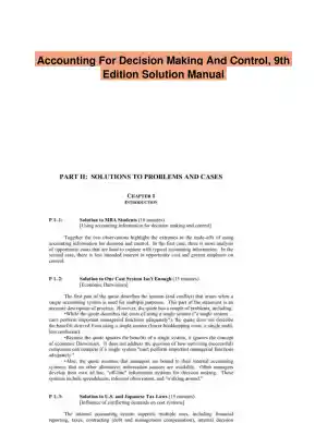 Accounting For Decision Making And Control, 9th Edition Solution Manual