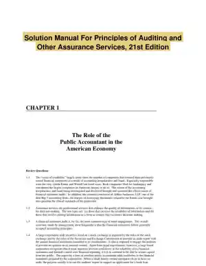 Solution Manual For Principles of Auditing and Other Assurance Services, 21st Edition