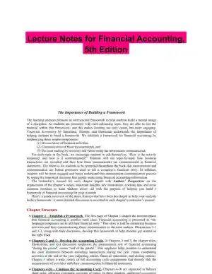 Lecture Notes for Financial Accounting, 5th Edition