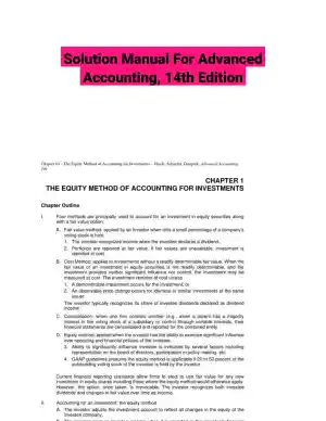 Solution Manual For Advanced Accounting, 14th Edition