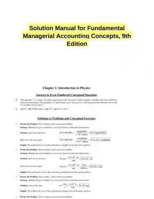 Solution Manual for Fundamental Managerial Accounting Concepts, 9th Edition