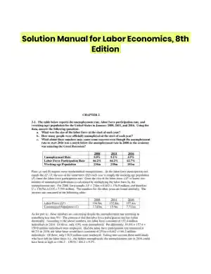 Solution Manual for Labor Economics, 8th Edition