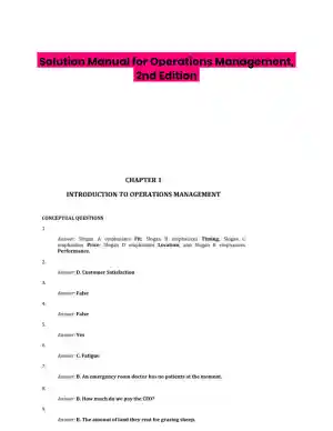 Solution Manual for Operations Management, 2nd Edition