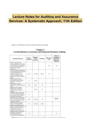 Lecture Notes for Auditing and Assurance Services: A Systematic Approach, 11th Edition