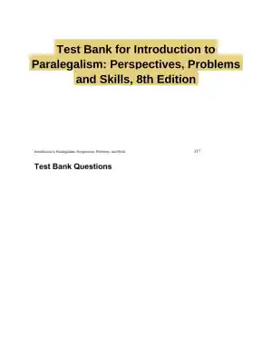 Test Bank for Introduction to Paralegalism: Perspectives, Problems and Skills, 8th Edition