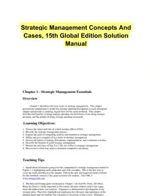 Strategic Management Concepts And Cases, 15th Global Edition Solution Manual