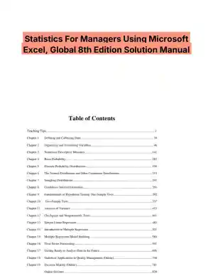 Statistics For Managers Using Microsoft Excel, Global 8th Edition Solution Manual