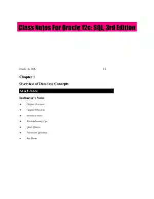 Class Notes For Oracle 12c: SQL, 3rd Edition