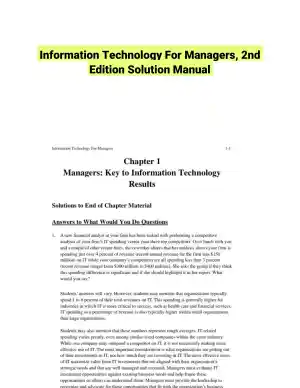 Information Technology For Managers, 2nd Edition Solution Manual