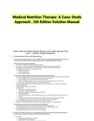 Medical Nutrition Therapy: A Case-Study Approach , 5th Edition Solution Manual