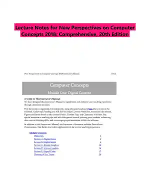 Lecture Notes for New Perspectives on Computer Concepts 2018: Comprehensive, 20th Edition