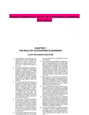 Solution Manual For Survey of Accounting Accounting, 8th Edition