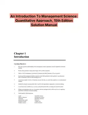 An Introduction To Management Science: Quantitative Approach, 15th Edition Solution Manual