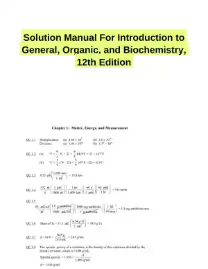 Solution Manual For Introduction to General, Organic, and Biochemistry, 12th Edition